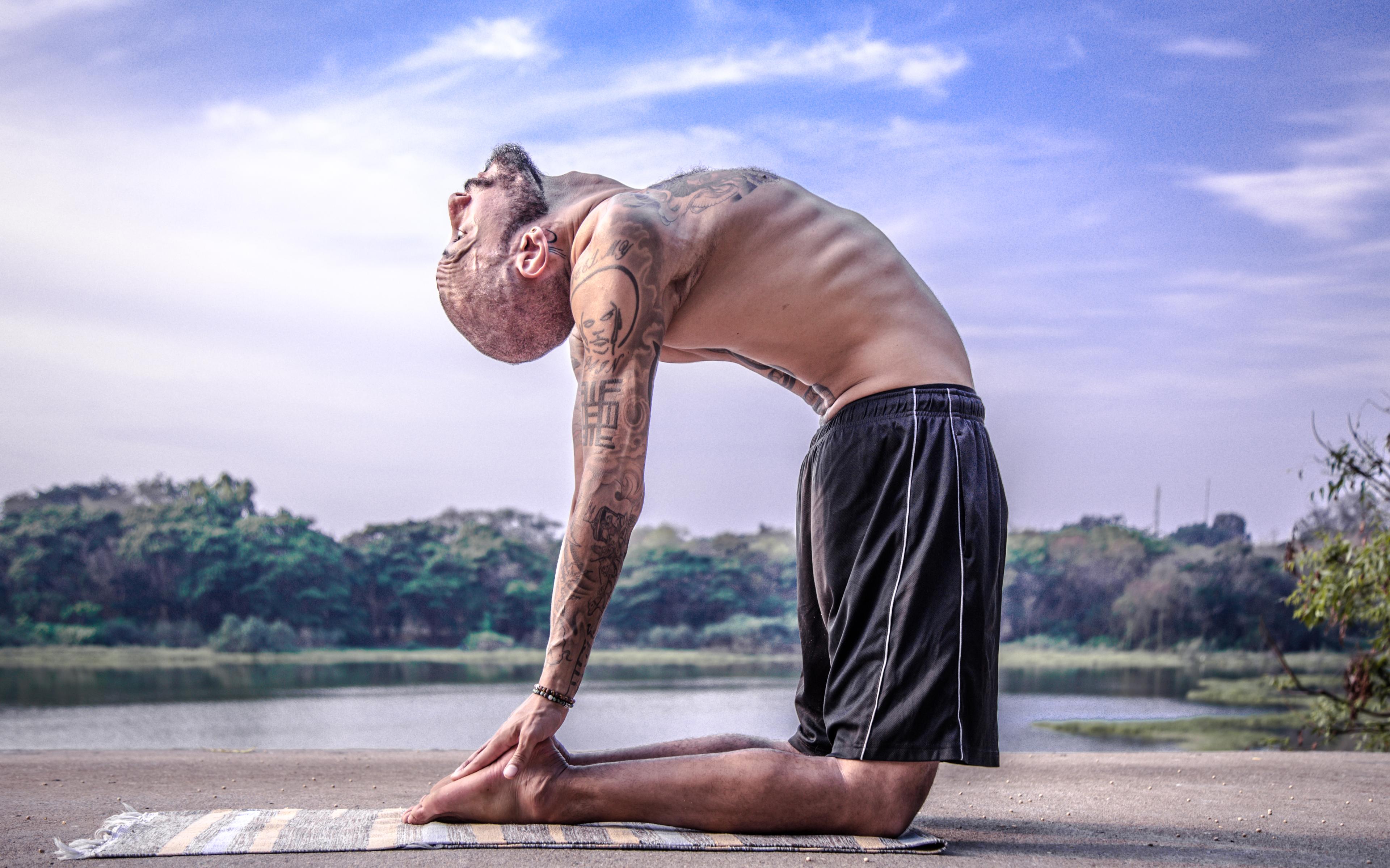 Backbend surrounded by nature